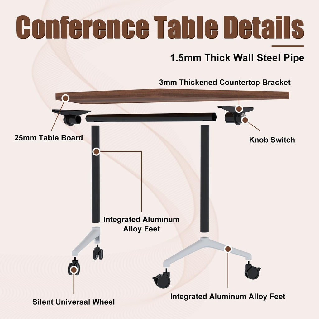Folding Conference Table, 4 Pack Modern Flip Top Mobile Training Tables
