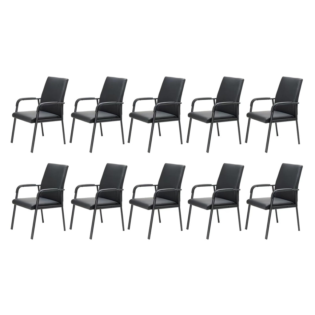 10 Pack Office Guest Reception Chair 600 lbs Capacity Leather Conference Room Chairs with Padded Armrests No Wheels Desk Chair Black