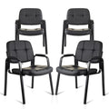 4 Pack, Waiting Room Guest Chair with Bonded Leather Padded Arm Rest for Office Reception and Conference Desk Black
