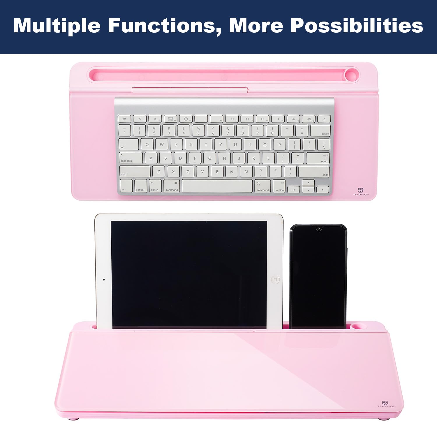Desktop Whiteboard Dry-Erase-Board - Computer Keyboard Stand White Board Surface Pad with Drawer, Desk Organizers with Accessories for Office, Home, School Supplies - Complete Pink