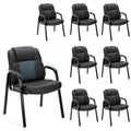 Waiting Room Office Guest Chairs Set of 8, PU Leather Big and Tall No Wheels Executive Office Chair with Padded Arms for Reception Conference Room Lobby