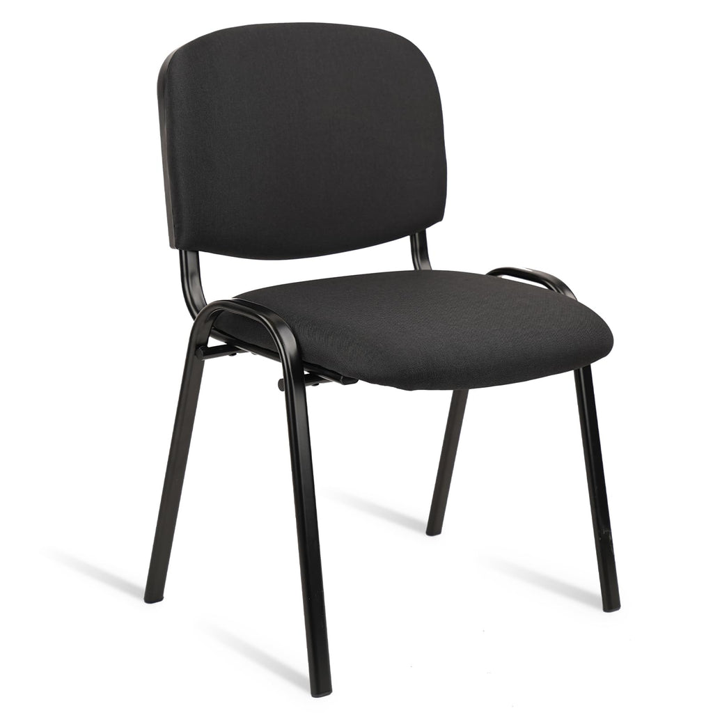 Stackable Waiting Room Chairs Fabric Black Reception Chair Metal with Thickened Seat Back Cushion for Waiting Conference Room Guest Chairs(1 Pack)