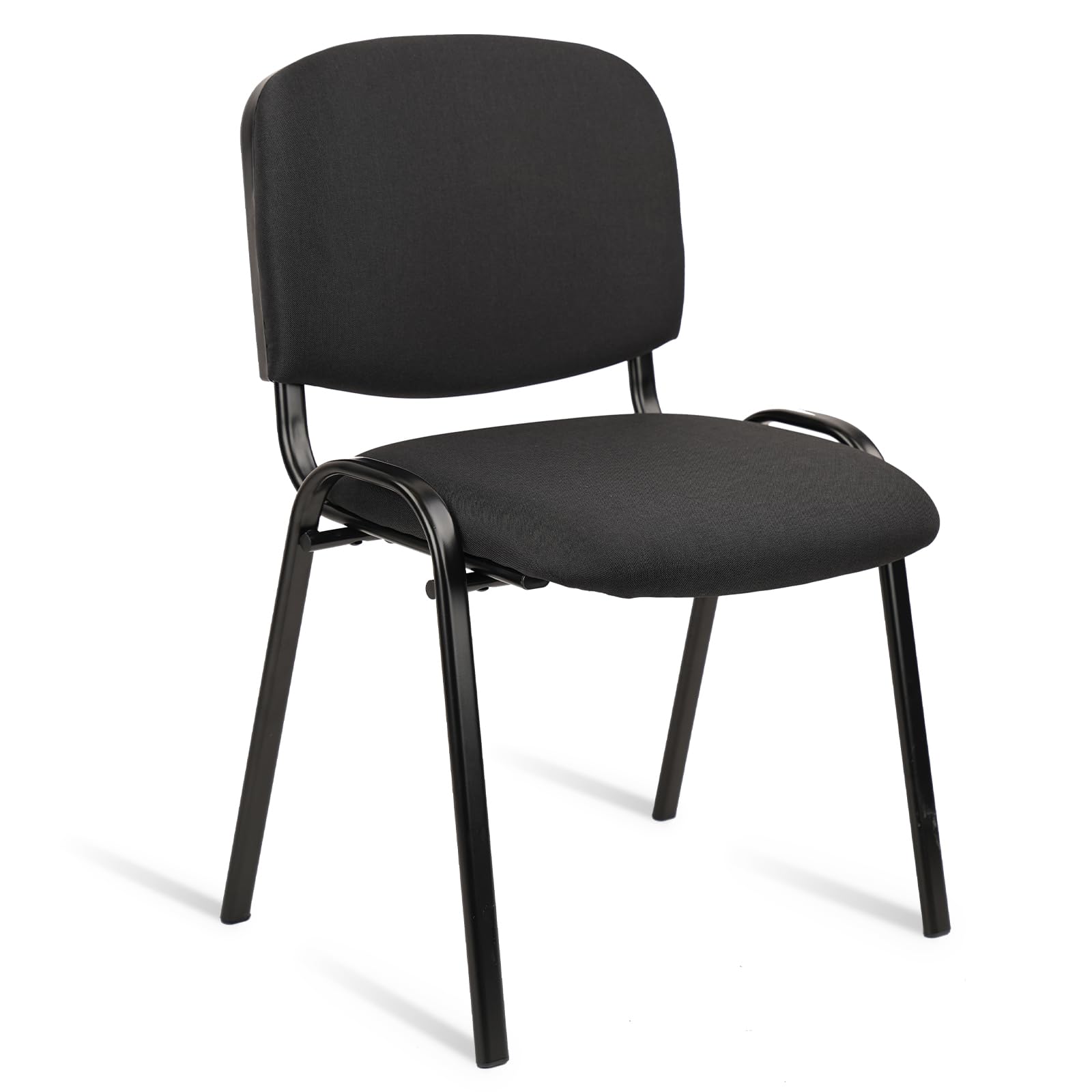 Stackable Waiting Room Chairs Fabric Black Reception Chair Metal with Thickened Seat Back Cushion for Waiting Conference Room Guest Chairs(1 Pack)
