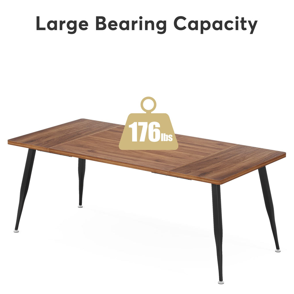 6FT Conference Table, Rectangular Meeting Room Tables, Modern Industrial Seminar Table Boardroom Desk with Metal Legs for Office, 70.8’’ L x 31.5’’ W x 29.5’’ H (Brown and Black)