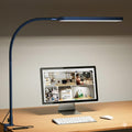 LED Desk Lamp - Desk Light for Office - Flexible Gooseneck - 5 Color Modes X 11 Brightness Levels - 1300LM - Timmer & Memory Function - 12W Clip on Light - Blue