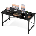 Computer Office Desk 55 Inch Student Study Writing Work with Metal Frame Wood Tabletop Modern Simple PC Home Bedroom Table - Black, Sturdy Compact Desk for Laptop, Study, Gaming