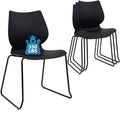 Set of 4, Stackable Waiting Room Chair, Stacking Office Chair with Ergonomic Lumbar Support and Metal Legs, Plastic Desk Chairs for Conference School Church Guest Reception, Black