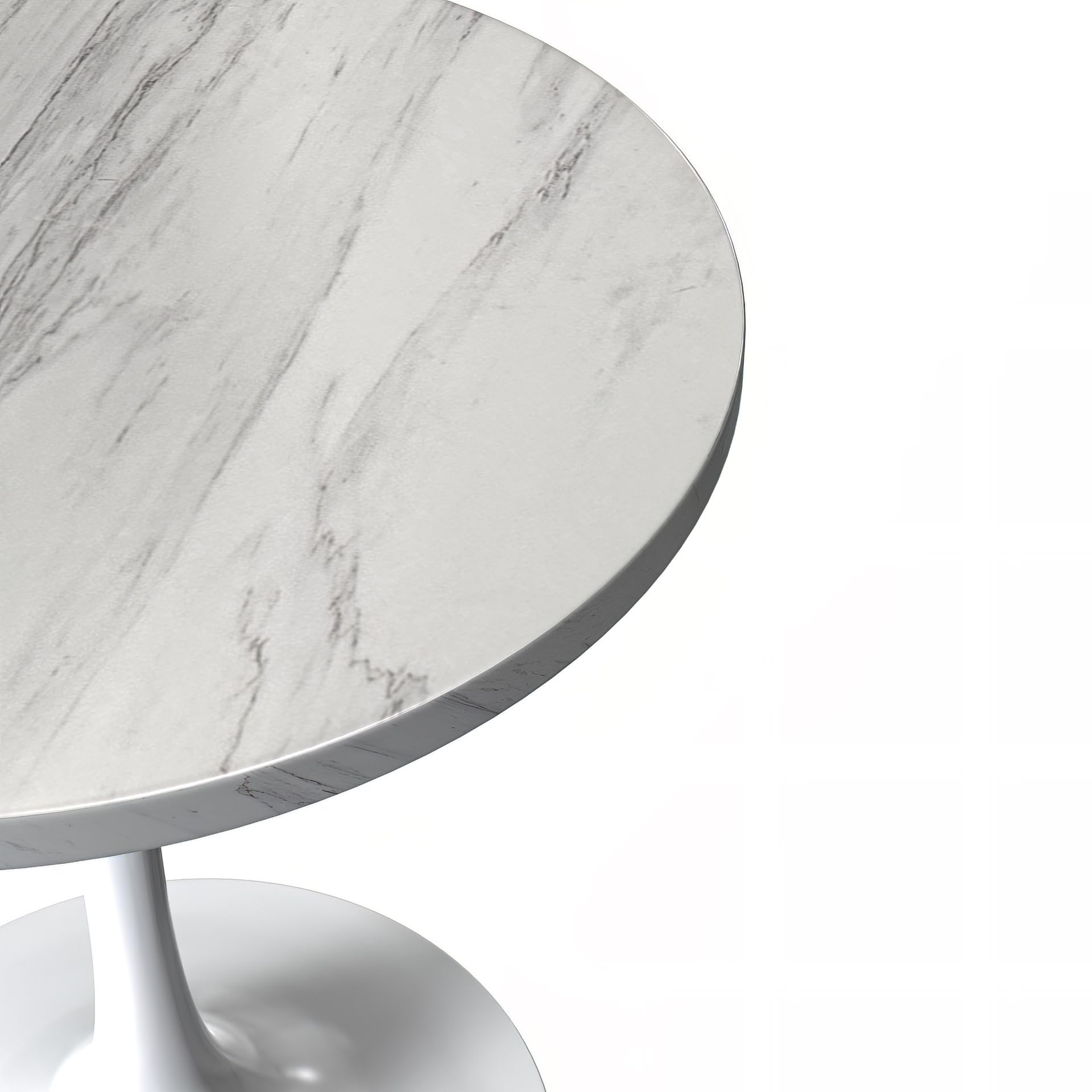 Verve Modern Round Dining Table, White Resin Tabletop with Stainless Steel Pedestal Base, Contemporary Kitchen & Dining Room Table, Small Space Breakfast Nook Table (27 Inch)