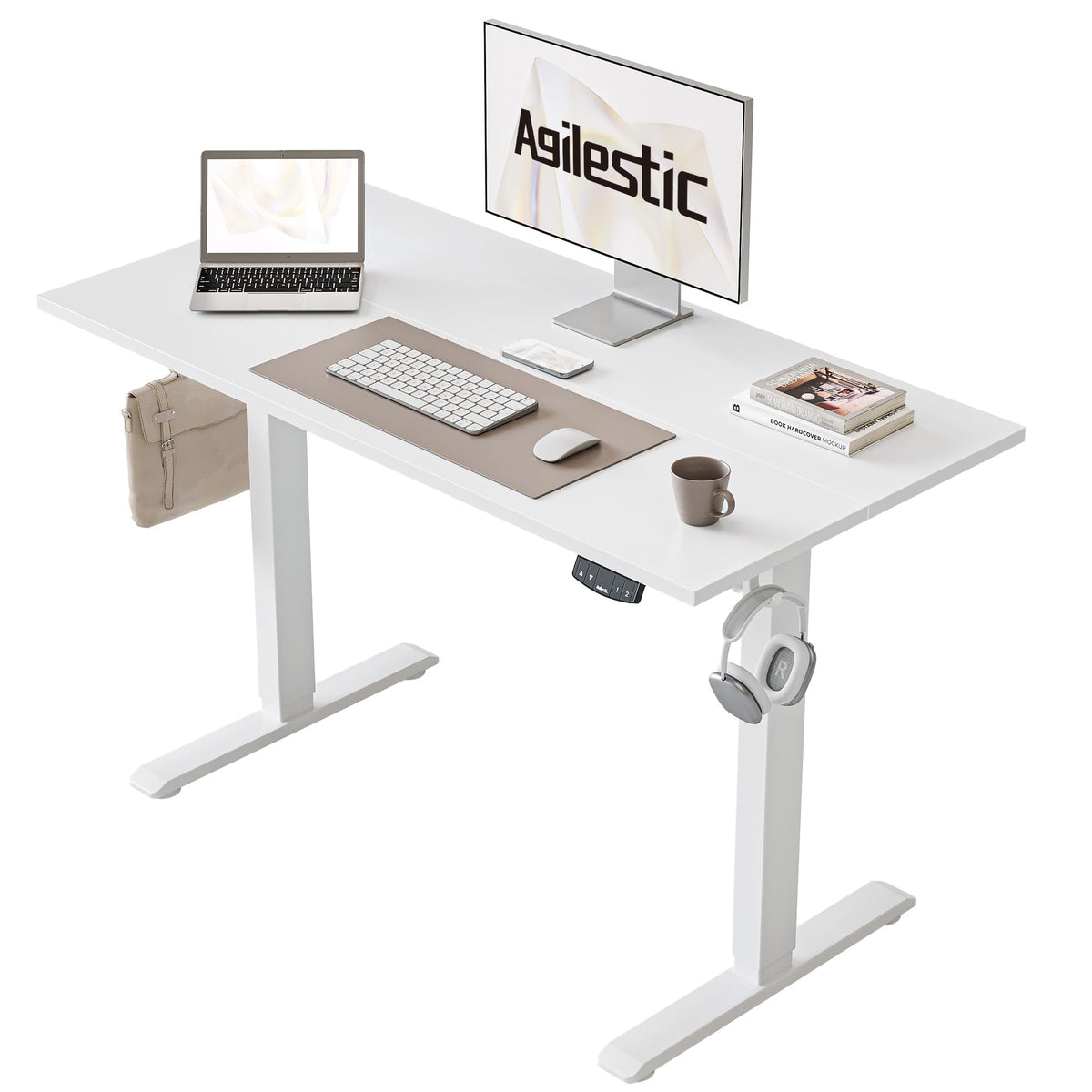 40 * 24 Inch Height Adjustable Electric Standing Desk, White