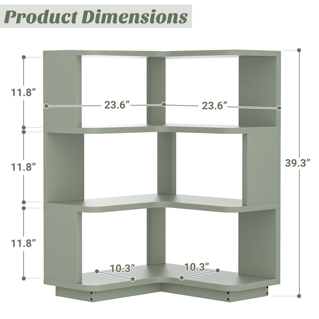 Corner Book Shelf, 4-Shelf L Shaped Corner Bookshelf with Baffle