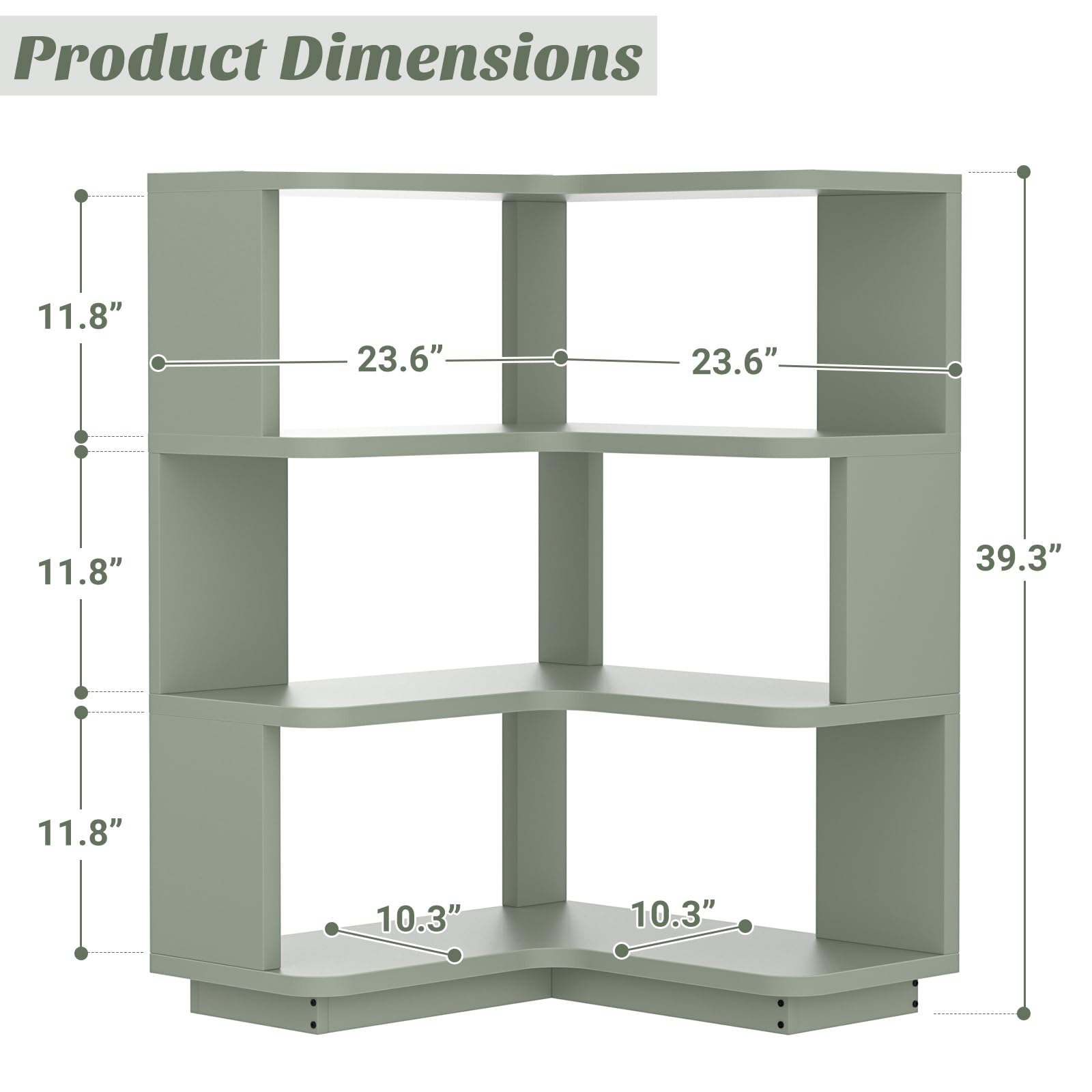 Corner Book Shelf, 4-Shelf L Shaped Corner Bookshelf with Baffle