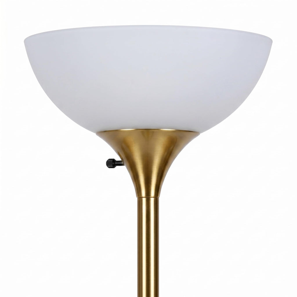Sky Dome Double LED Floor lamp, Torchiere Super Bright Floor Lamp with 2 Reading Lamps for Living Rooms & Offices - Dimmable Tall Standing Lamp for Bedroom Reading - Tall Brass Pole