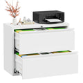 Lateral File Cabinet 2 Drawer, White Metal File Cabinets for Home Office, Locking File Cabinet for Letter/Legal/F4/A4 Size Hanging Files, Easy Assembly