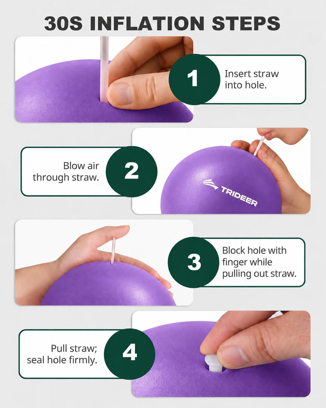9-Inch Pilates Ball, Small Exercise Ball Pilates Equipments for Yoga, Physical Therapy, Pregnancy, Postpartum, Core Training, Balance, Stability and Stretching, Purple
