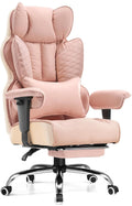Big and Tall Gaming Chair 400lbs Heavy Duty Office Chair with Foot Rest & Ergonomic Pocket Spring Lumbar Support, High Back 3D Saddle Shaped Cushion for Back Pain Relief, Pink
