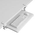 Under Desk Keyboard Tray, Pull-Out Keyboard & Mouse Platform with C-Clamp, 20 x 11.8 in Space-Saving Ergonomic Slide-Out Drawer, White
