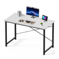 47 Inch Computer Desk for Home Office, Modern Study Work Table Simple Modern Style for Bedroom Small Space, Writing Desks with X-Shaped Reinforcement, Wood White