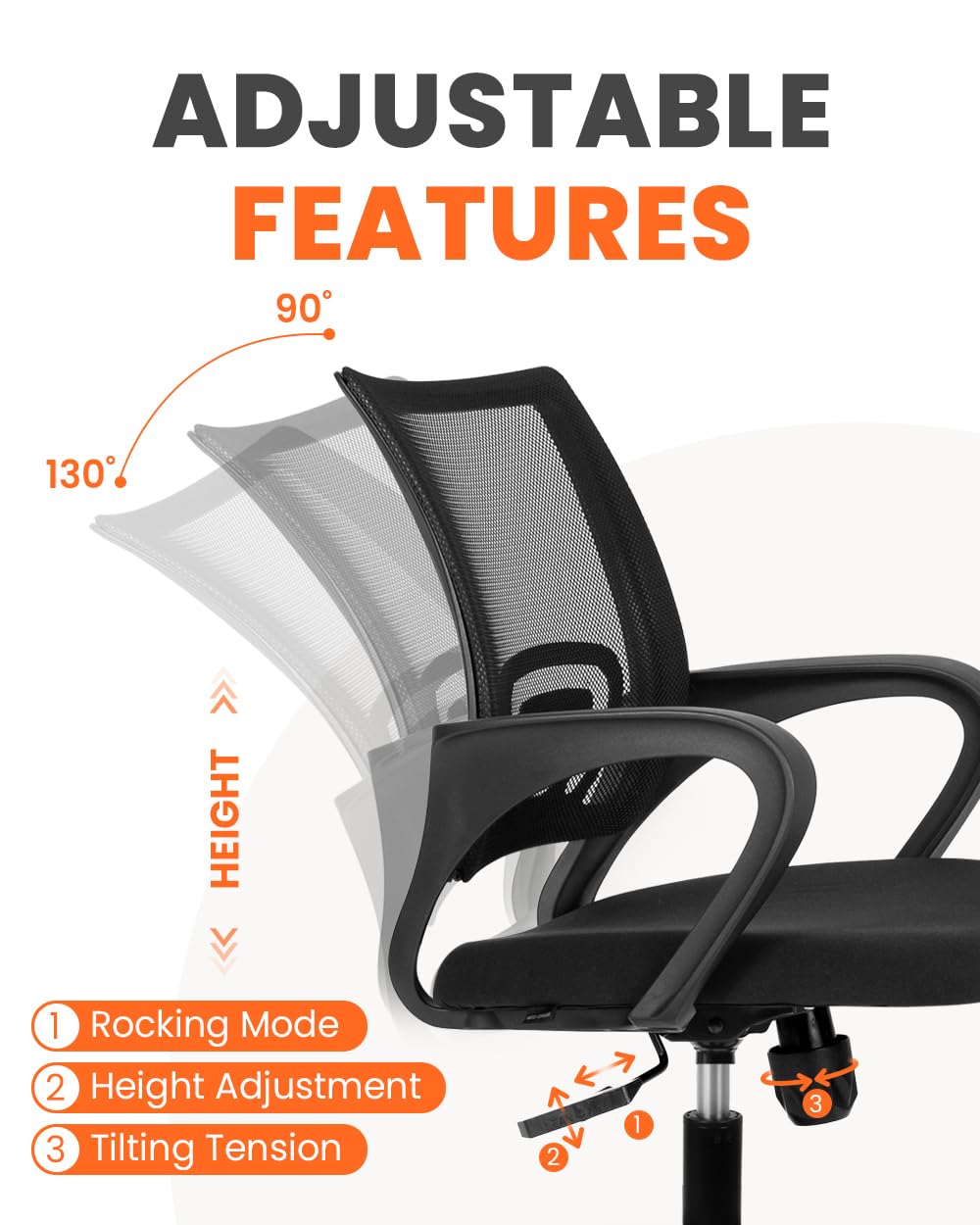 (2 pk - Black) Office Desk Computer Chair Ergonomic Mesh Gaming Cushion Seat with Comfy Lumbar Mid Back Support Adjustable Height Swivel Rolling Wheels for Home Task