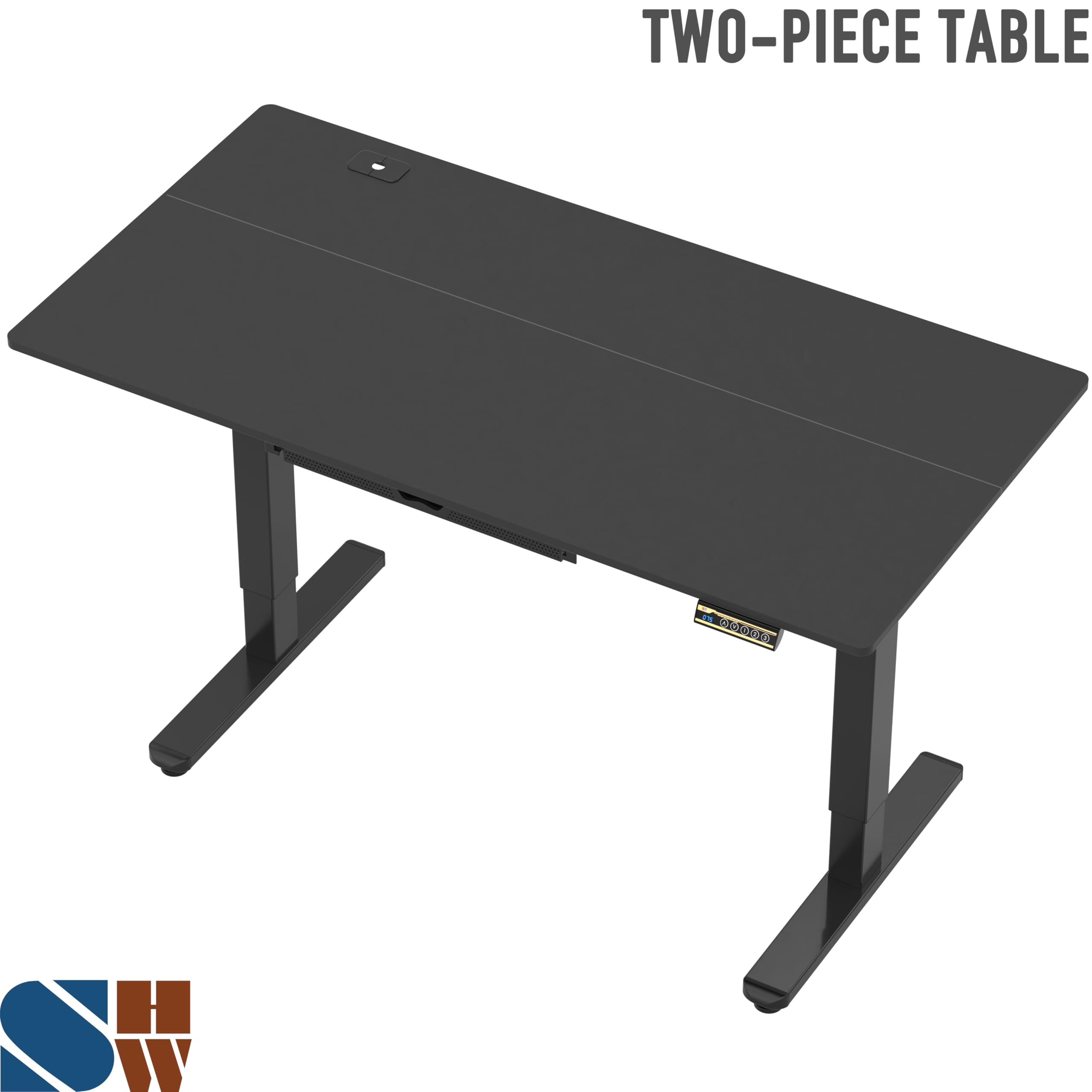 55 x 28 Inches Electric Height Adjustable Standing Desk with Drawer and Memory Preset, Black