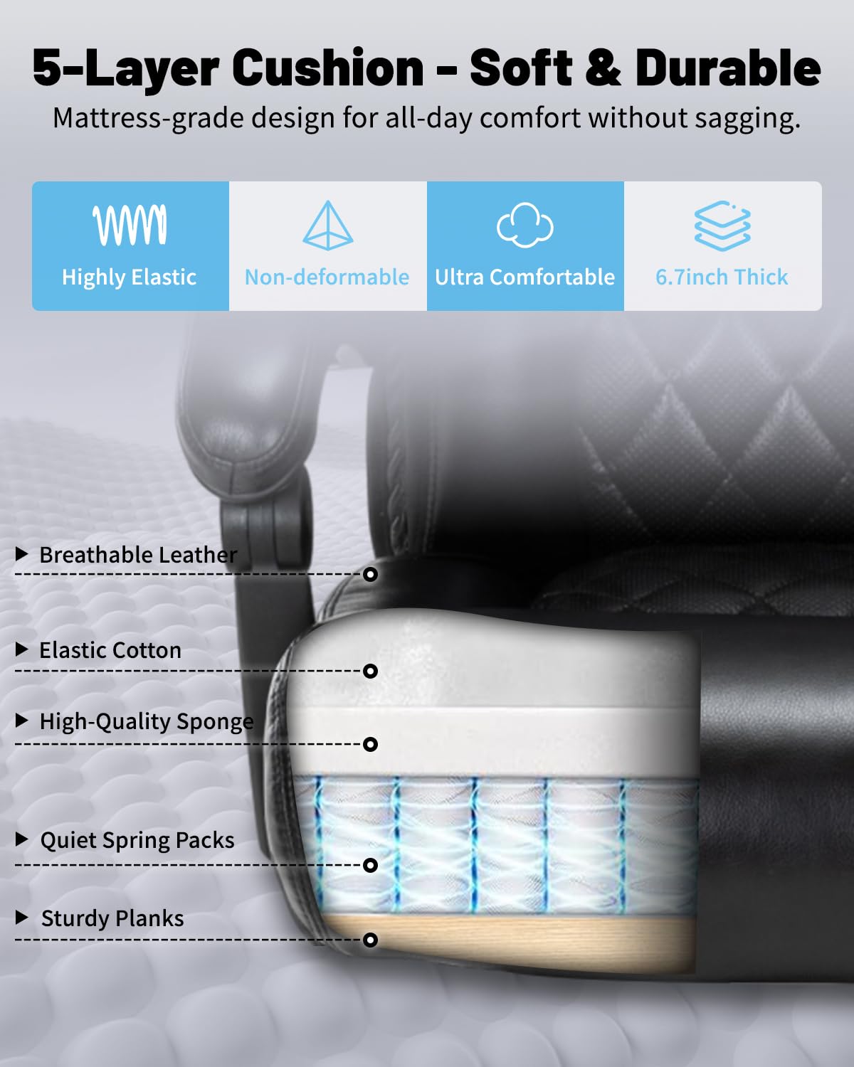 800LBS Big and Tall Office Chair with Foot Rest, Heavy Duty Executive Reclining Chair for Heavy People, Extra Wide Seat and Mobile Lumbar,High Back Large Computer Desk Chair for Home Office