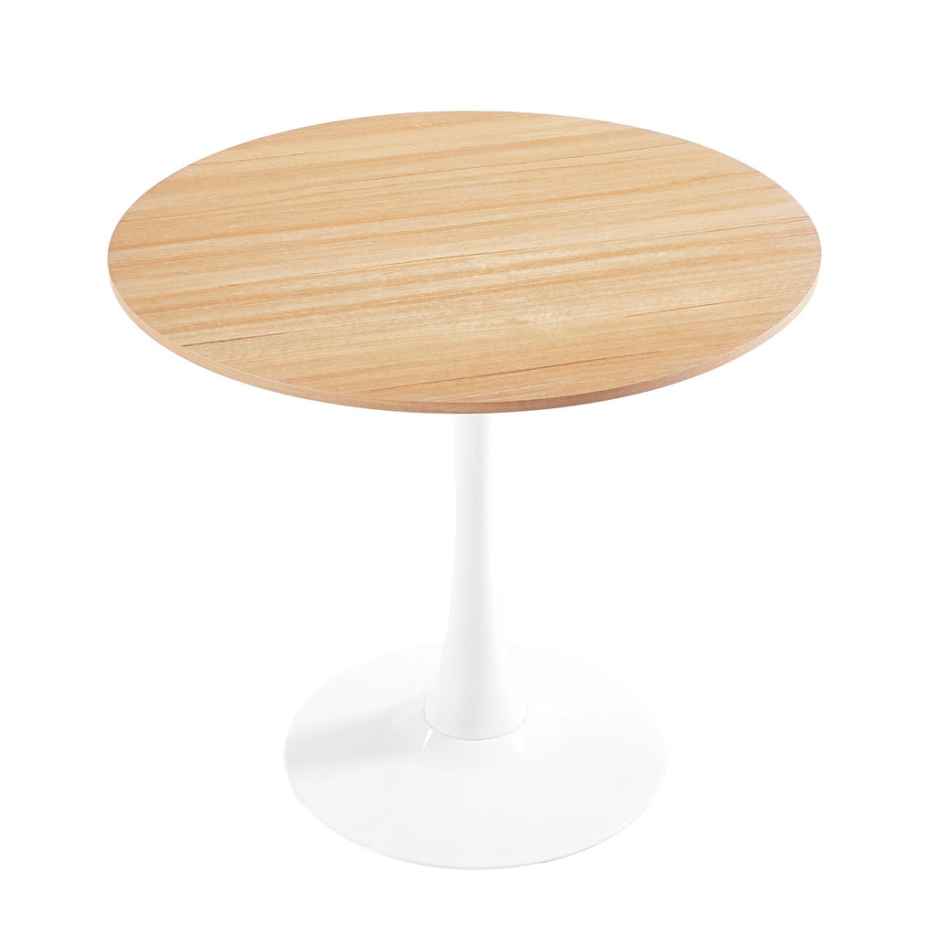 Round Tulip Dining Table, 31.5" Circle Tulip Table with Thickened Tabletop & Metal Pedestal, Mid Century Modern Bistro Table for Kitchen, Small Places, Living Room