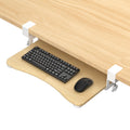 Small Keyboard Tray Under Desk Pull Out with C Clamp Mount for Computer Keyboard, 20 (24.2 Including Clamps) x 11.8 inch Slide-Out Platform Computer Drawer for Typing, Light Wood,