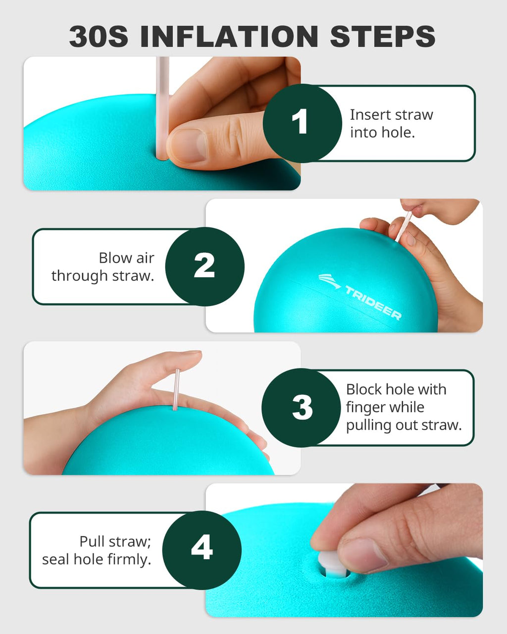9 Inch Pilates Ball with Inflation Straw, Small Exercise Yoga Ball