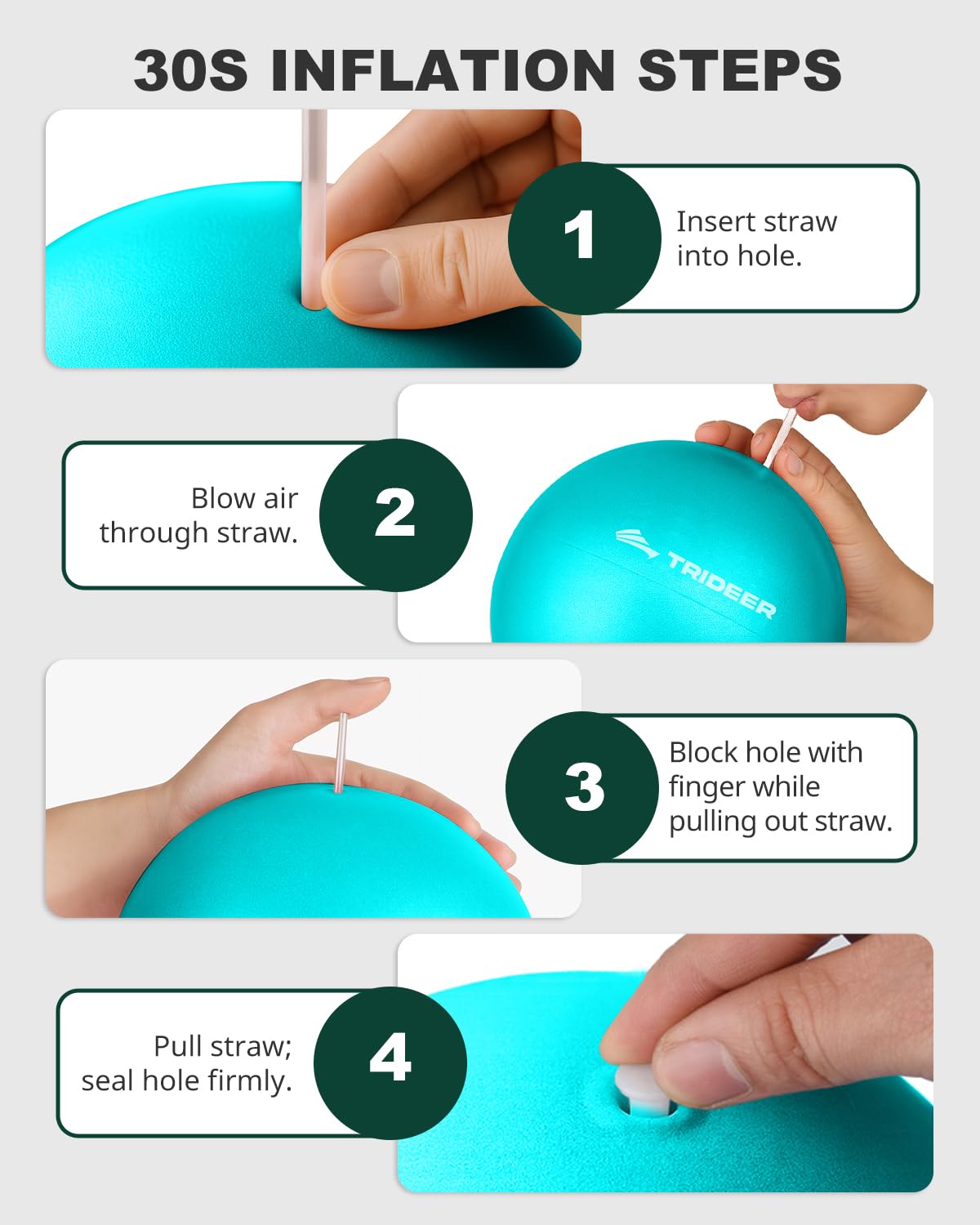 9 Inch Pilates Ball with Inflation Straw, Small Exercise Yoga Ball