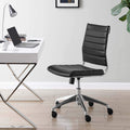 Ribbed Armless Mid Back Swivel Conference Chair In Black