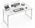 Computer Desk, 48 Inch Office Desk, Gaming Desk with Storage, Writing Desk Work Desk for Home Office, Study, Modern Simple Desk, Large Legroom, Metal Frame, White