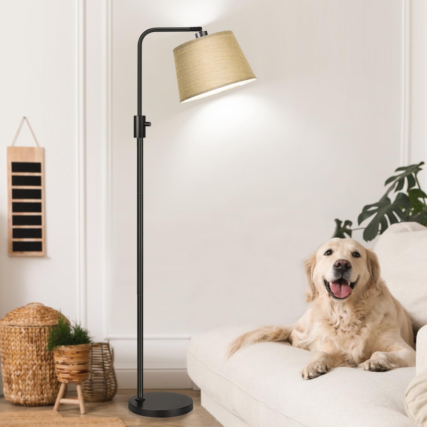 Floor Lamp, 1000 LM LED Edison Bulb Included, Arc Floor Lamps for Living Room Modern Standing Lamp Tall Lamps for Living Room Bedroom-Champagne