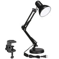 Metal Desk Lamp with Clamp, Swing Arm, Architect Adjustable Gooseneck Table Lamp, Clip Desk Lights for Home Office, Work, Study, Reading, E26 Base, Multi-Joint, Black