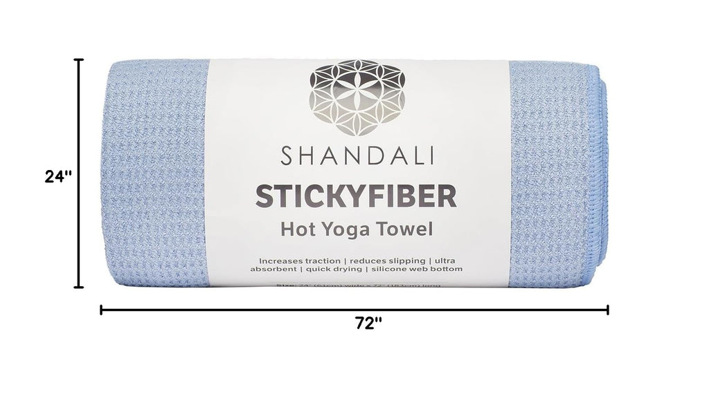 Stickyfiber Hot Yoga Towel - Silicone Backed Yoga Mat-Sized, Absorbent, Non-Slip, 24" x 72" Bikram, Gym, and Pilates - (Blue, Standard)