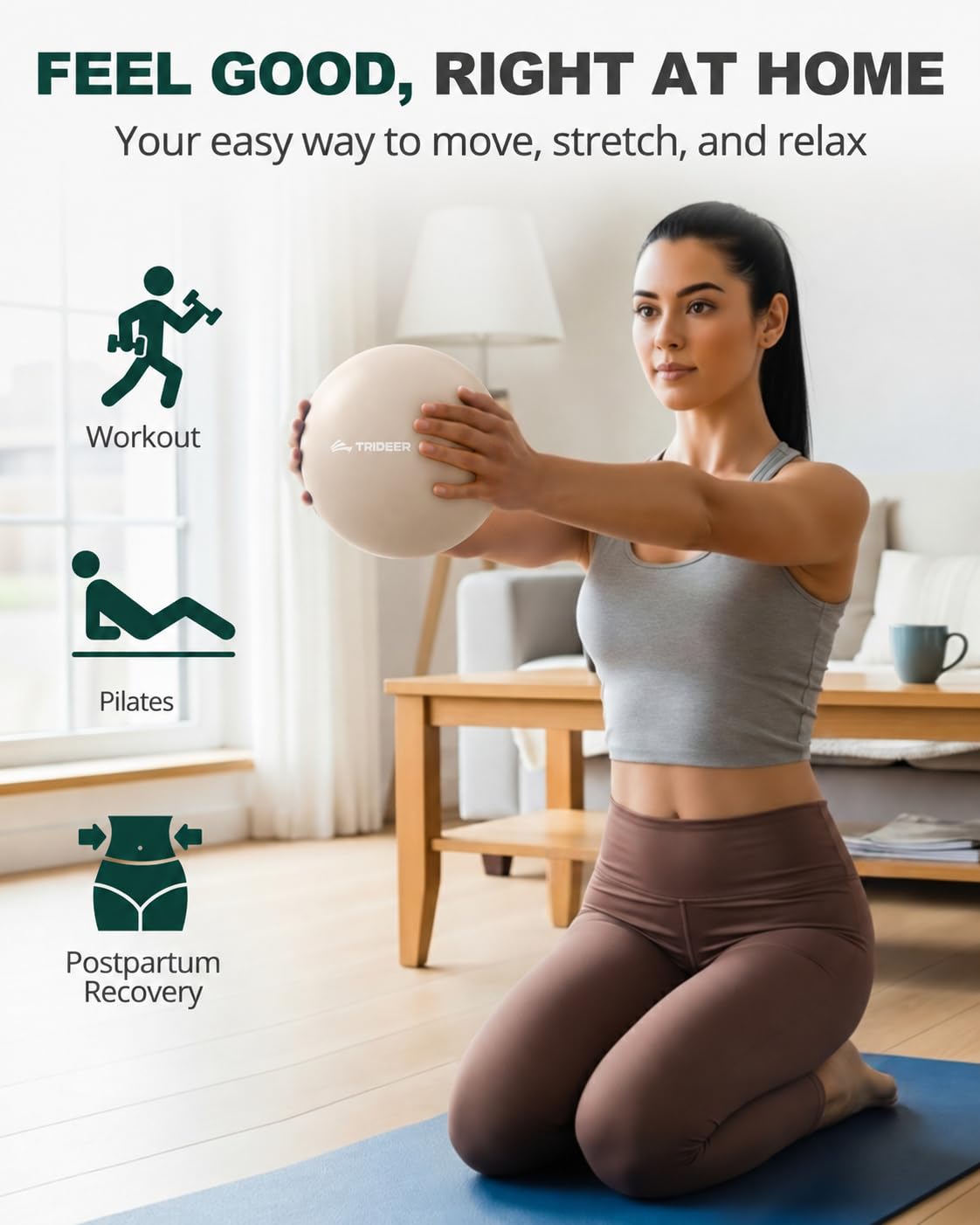 9 Inch Pilates Ball with Inflation Straw, Small Exercise Yoga Ball