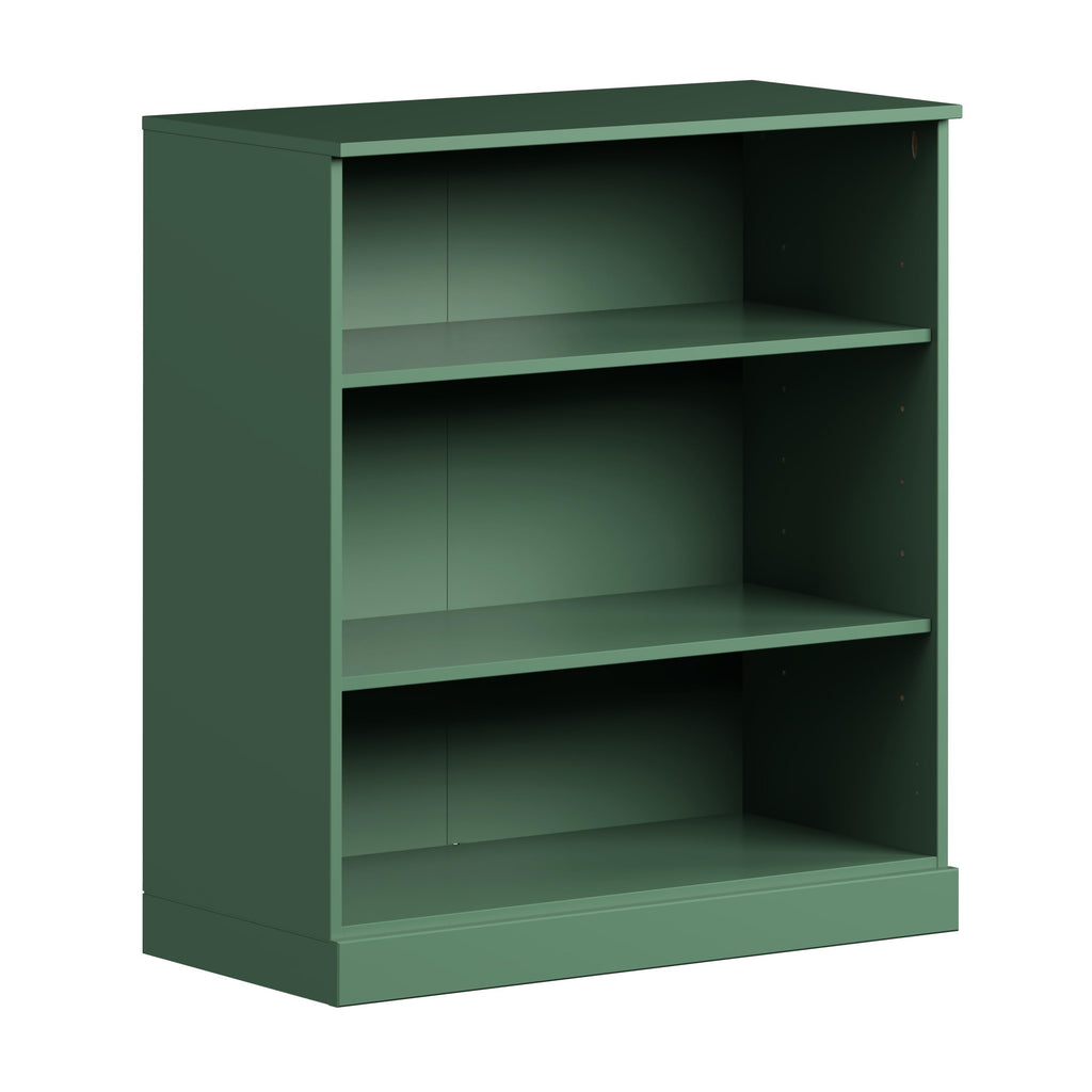 Solid Wood Bookcase - 3-Tier Floor Standing Bookshelf - 36" Short Storage Shelf, 32” W - Green, Display Furniture for Living Space, Renewable 100% Eco-Friendly Wood, Made in Brazil