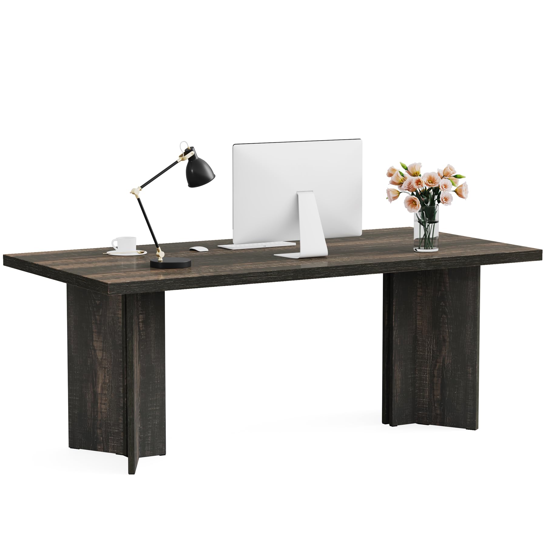 15.7FT Conference Table, Large Rectangle Meeting Seminar Table for 14-16 Person, Long Wooden Business Tables (Set of 6, Dark Gray)
