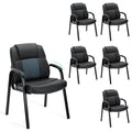 Set of 6, Waiting Room Chair Leather Office Desk Reception Guest Stationary Side Chairs with Padded Arms for Home Conference Lobby Area Meeting Church Medical Clinic Elderly Student