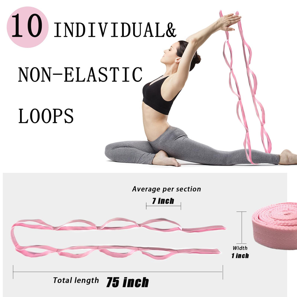 Stretching Strap Yoga Strap with Loops for Physical Therapy, Non-Elastic