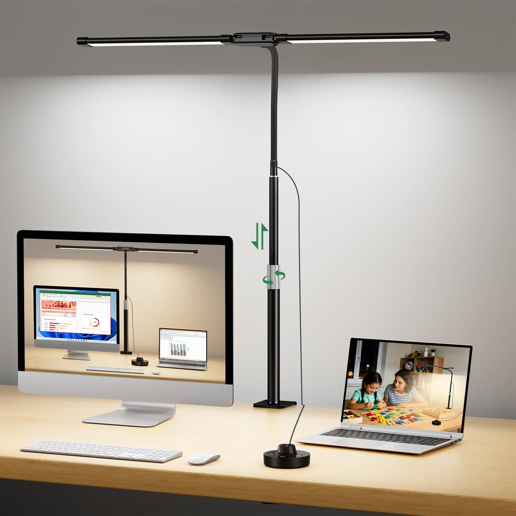 LED Desk Lamp with Clamp, 23.5-31.5 Inches, Black
