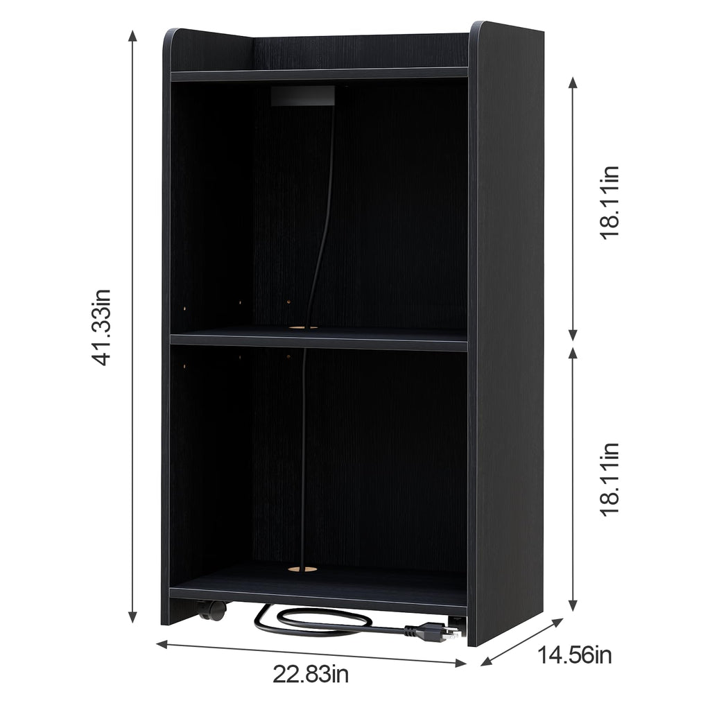Podium Stand - Portable Podium Stand with 4 Rolling Wheels, Pulpits for Churches with Adjustable Shelf, Hostess Stand, Mobile podiums for Church, Classroom, Office (with Charging Station)