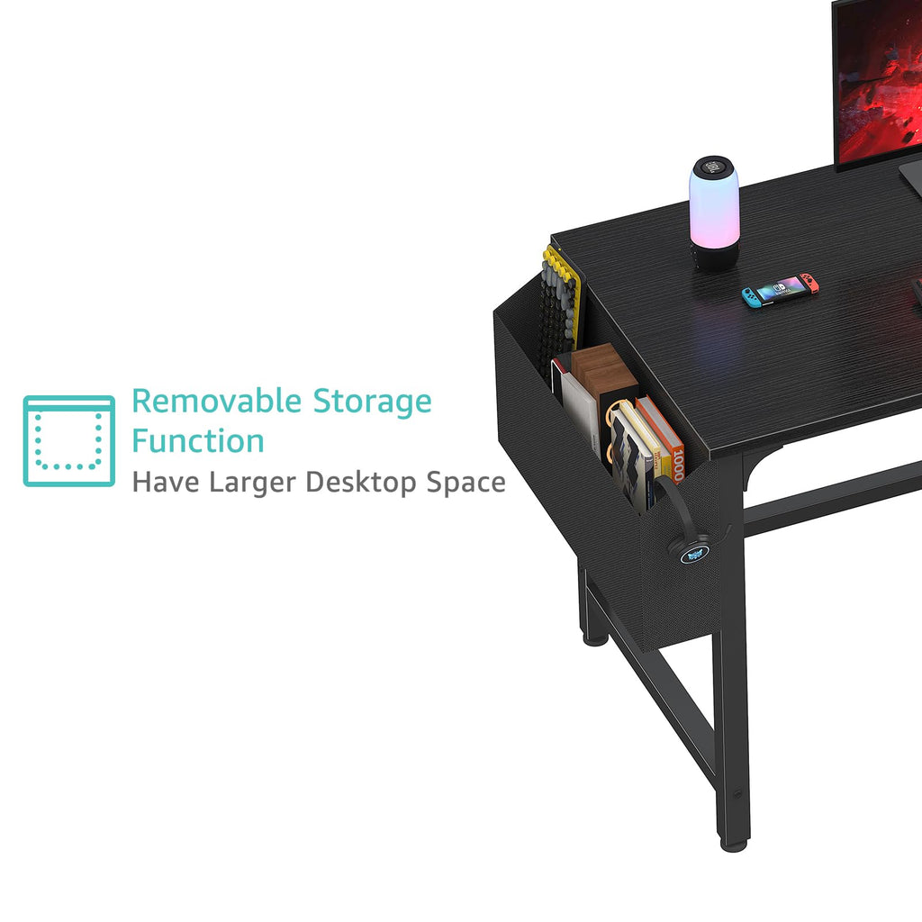 Computer Desk with File Drawers Cabinet, 47 Inch Reversible Home Office Desks with Filing Cabinet for Small Space, Gaming Study Writing Table PC Desks, Black