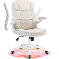Office Chair Velvet Fabric Ergonomic Executive Computer Desk Chairs Small Cute Rolling Task Chairs for Teens&Adults,Beige