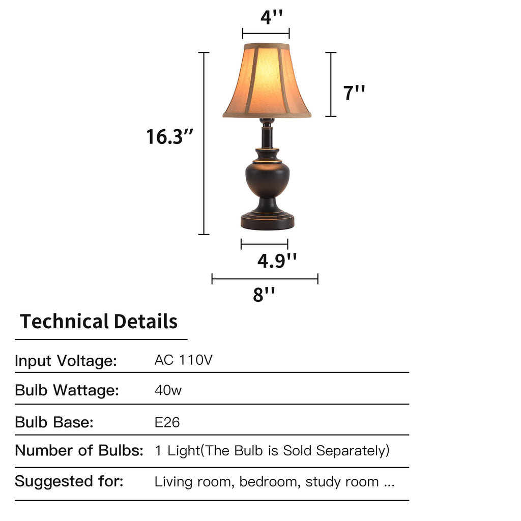 Traditional Table Lamp, Desk Lamp for Living Room with Fabric Shade