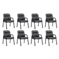 8 Pack, Leather Guest Chair with Padded Arm Rest for Reception Meeting Conference and Waiting Room Side Office Home Black