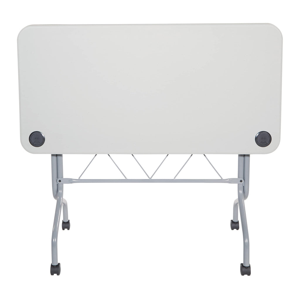 Resin Multipurpose Flip Training Table with Locking Casters for Home or Office, 4 Feet Light Gray