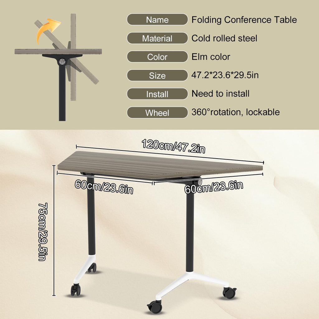 Folding Conference Table, 6 Pack Modern Flip Top Mobile Training Tables