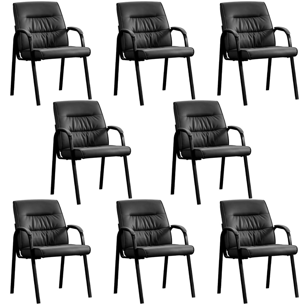 Office Guest Reception Chair Set of 8, Conference Room Chairs Waiting Room Chairs 8 Pack, Modern Leather Office Desk Chair No Wheels.