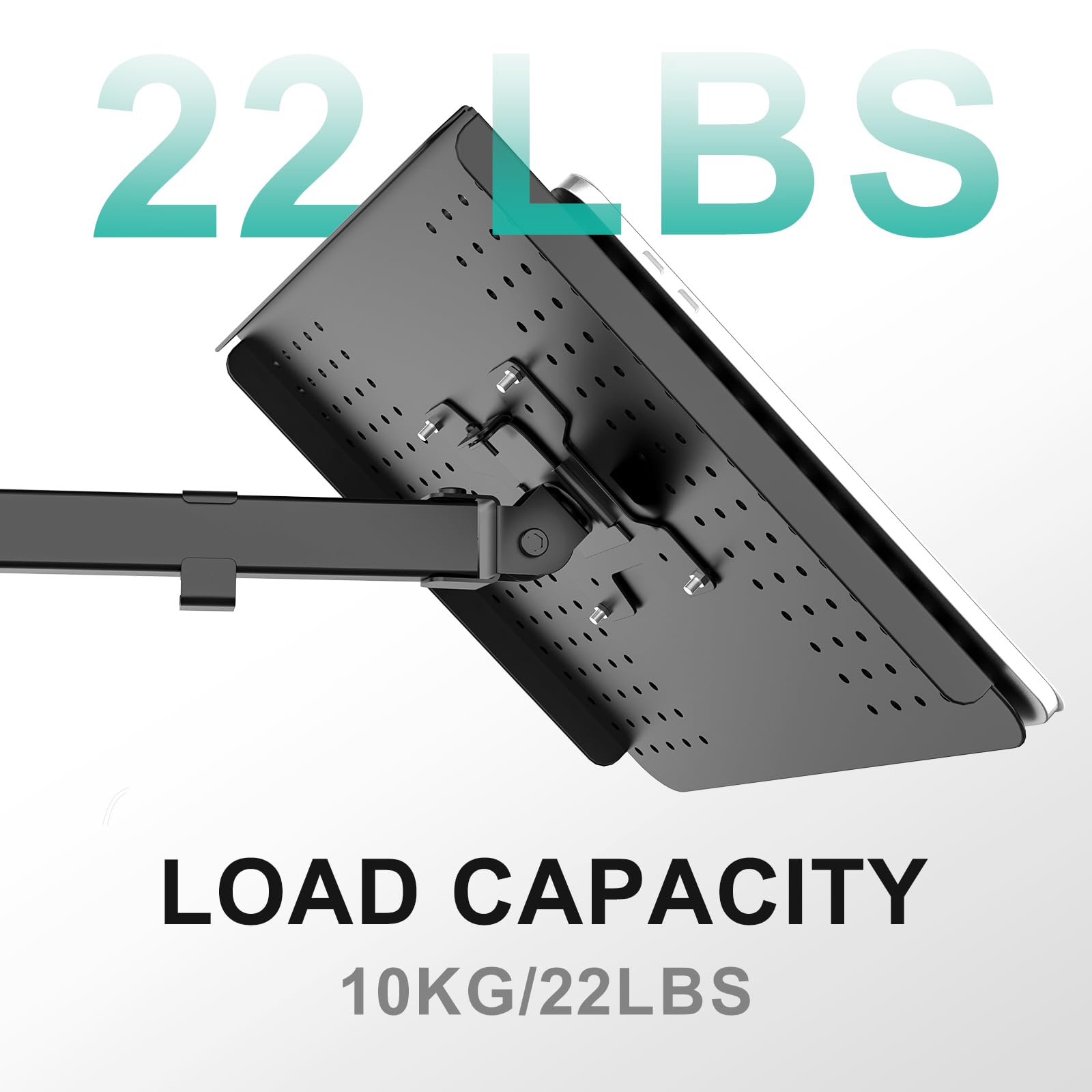 Dual Arm Laptop and Monitor Desk Mount for 17" Notebook and Up to 27" Screen, Fully Adjustable Monitor Arm with Laptop Tray, VESA 75x75 100x100, Holds up to 22 lbs, Black