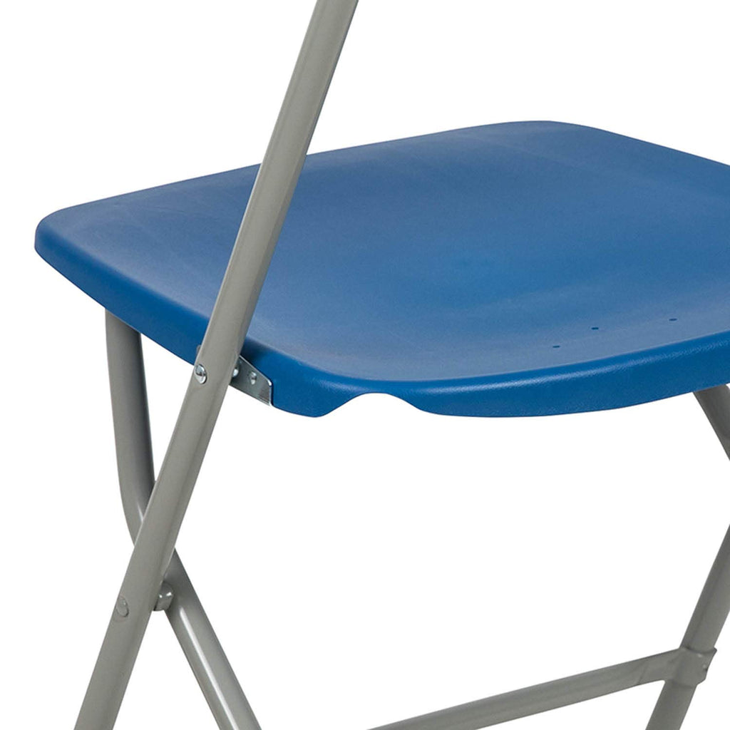 Set of 10, Hercules Series Plastic Folding Chairs for Parties and Weddings, Stackable Commercial Event Seats, Blue
