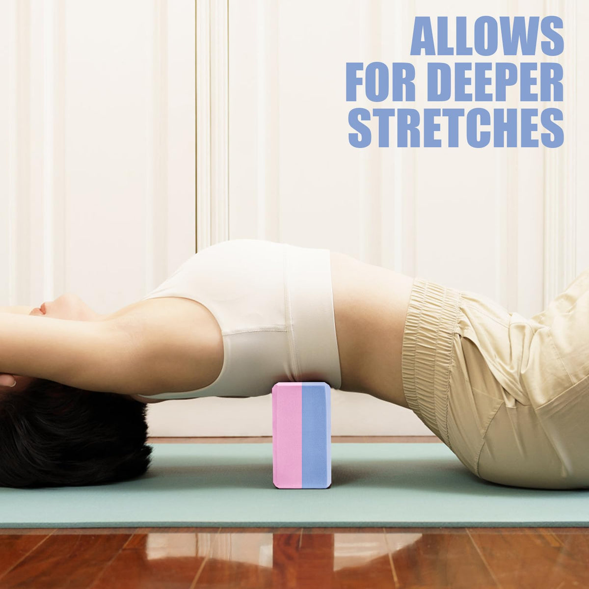 2 Pcs Yoga Blocks, 9x6x3 Inch Blue-Pink Foam Blocks for Pilates